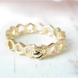 Nuevo Auténtico Anillo Abeja Pequeña Serie Brillo Plata Esterlina 925 - Imagen 1 de 6