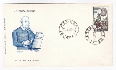 Italy FDC 1965 - The 400th anniversary of the Birth of Tassoni - first day cover - Image 1 of 3