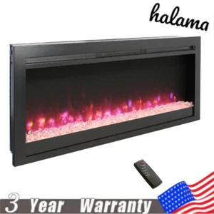 44 Inches Ultra-Thin Electric Fireplace Wall-Mounted & Recessed Fireplace Heater - Picture 1 of 9