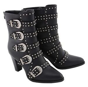Milwaukee Performance Ladies Buckle-Up Black Boot W/ Studded Bling  -  MBL9428