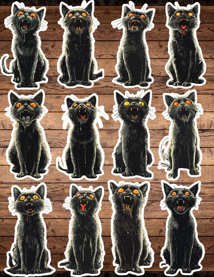 Pegatinas de vinilo troqueladas negras para gatos zombi álbumes de recortes computadora portátil botella de agua  Foto 1 de 1