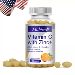 Vitamin C Capsules 360mg Immune System Support, With Zinc Antioxident Capsules - Picture 1 of 9