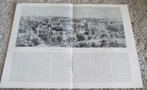 VINTAGE HARPER'S WEEKLY DOUBLE PAGE-MAP OF PRINCETON BUILDINGS & CAMPUS - Picture 1 of 3