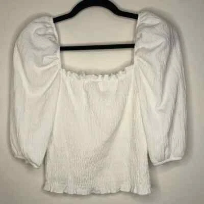 Top corto H&M blanco manga abullonada escote cuadrado nuevo con etiquetas talla pequeña Foto 1 de 4