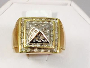 Sólido 10K Yellow Gold Diamond Anillo de Hombre 0.5 CT 9.5 gr Envío Gratis - Imagen 1 de 5