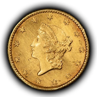 Dólar de oro cabeza libertad 1849 G$1 - moneda auténtica de Estados Unidos - UNC - G5900 Foto 1 de 4
