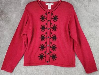 Vestido Granero Suéter Mujer Grande Rojo Cuentas Botón Frontal Cárdigan Ramie Algodón Foto 1 de 4