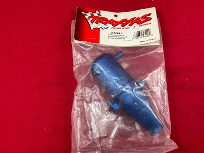 VINTAGE TRAXXAS 5342 TUNED EXHAUST PIPE  Blue Anodized NITRO REVO tra5342 NOS - Image 1 of 3