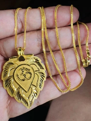 Saudi 22K 916 Real Pure Gold Heart Sikh Shape Set Necklace 20” Long 11.1g 1.6mm - Image 1 of 4
