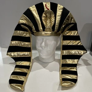 Elope Egyptian Pharaoh Gold Black Snake Head King Tut Hat Costume Piece - Picture 1 of 10