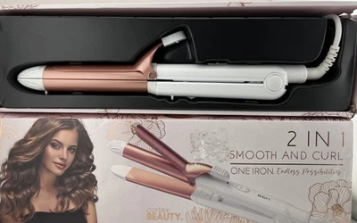 Cortex Beauty 2-in-1 Flat Iron & Curler, Fast Heat, Locks, White Rose Gold - Image 1 of 4