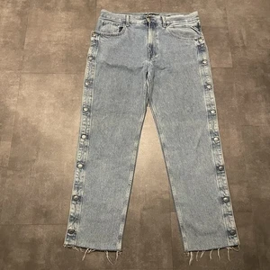 Replay Caren Damen Jeans Knopfleiste helle Waschung ausgefranster Saum blau Denim W32 L28 - Bild 1 von 14
