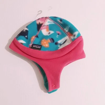 Patagonia Bebé Reversible Gorro Festival Zorro Invierno Sombrero Barbilla Solapa Cierre 3-6M Foto 1 de 4