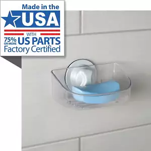 Soap Dish, Sturdy , No Drilling, Mainstays Power Grip Suction Cup - Picture 1 of 5