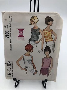 1960's McCall's Pattern 7806 Misses/WMs SS Blouse 4 vrs. Sz 12/32 Cut - Picture 1 of 2