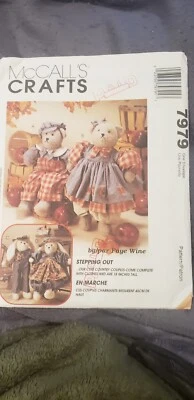 McCalls 7979 Sewing Pattern-Faye Wine-Stepping Out Country Couple Bunny/Bear-Cut - Image 1 of 4
