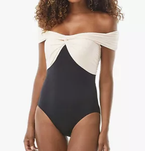 NWT  Carmen Marc Valvo Ocean Icon OTS One-Piece Swimsuit Black Size 12 - Picture 1 of 2