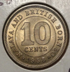 Malaya & British Borneo 10 Cent 1958, Uncirculated 0625-97 - Picture 1 of 2