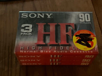 HF SONY 3 PACK SEALED BLANK CASSETTES CAR TOY VTG RARE - Image 1 of 4