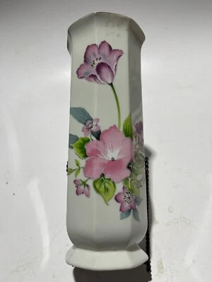Vintage Floral Art Porcelain Vase Japan 10.5”T X 4”W - Image 1 of 4