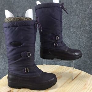Sorel Boots Womens 6 Snowline Duck Winter Tall MidCalf Pull On Purple Fabric