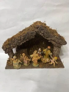 Vtg Nativity Wooden Crèche Musical Manger Made In Italy. - Picture 1 of 21