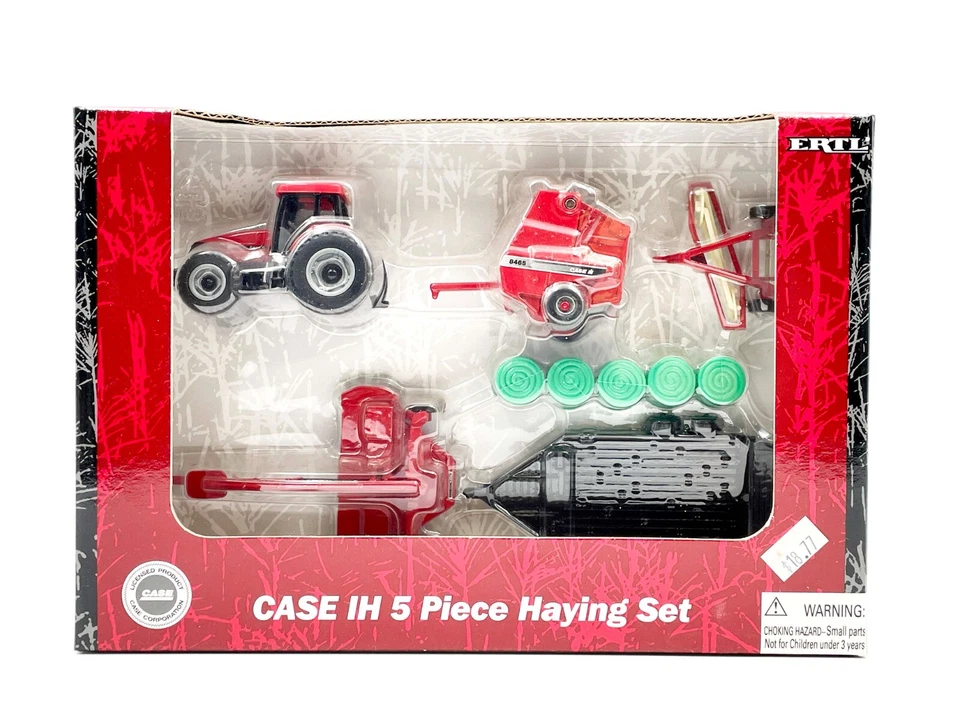 1/64 Case Ih 5 Piece Haying Set Tractor, Mower, Baler, Rake, Wagon - Image 1 of 1