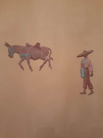 Vintage Metal Cast Iron Wall Art Plaques Man in Sombrero & Donkey Indoor/Outdoor Cover