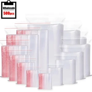 Griffversiegelung Taschen selbstwiederverschließbar Griff Poly Kunststoff klar Reißverschluss Verschluss MIX 2 Mil 2ML - Bild 1 von 17