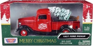 1937 Ford Pickup Truck Red and Black Merry Christmas with Tree Accessory 1/24 by - Picture 1 of 12