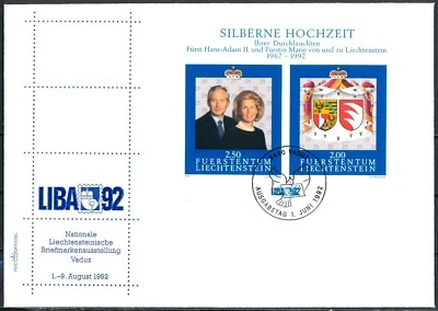 LIECHTENSTEIN COVER 1992 The 25th Wedding Anniversary - FDC - Image 1 of 2