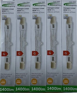 Bell 80W HALÓGENO LINEAL 80 vatios 118 mm 240 voltios LUZ DE INUNDACIÓN paquete de 5 - Imagen 1 de 12