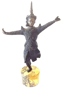 Antigua estatua de bronce del sudeste asiático de Tailandia bailarina de la corte escultura tailandesa - Imagen 1 de 12