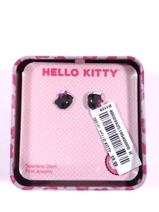 Sanrio Hello Kitty Stainless Steel Earrings Winking Hello with Case - Picture 1 of 4