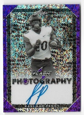 Rashaad Penny 2018 Leaf Flash Autograph Purple Rookie #BA-RP1 /25 Seahawks 🏈💥 - Image 1 of 2