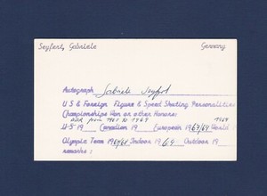 Gabriele Seyfert German Olympic Figure Skater vintage signed index card