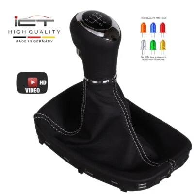 Perilla de cambio LED para Vauxhall Opel Astra J Cascada cuero puntada plata B47 - Imagen 1 de 4