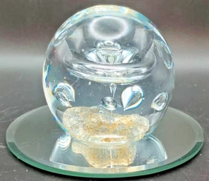 💎 Vintage Clear Art Glass Paperweight – Sculptural Bubble & Mineral Core – 9 cm - Picture 1 of 5