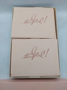 Sobres de tarjetas de felicitación vintage IT'S A Girl Baby Announcement Reproducta 24 quilates - Imagen 1 de 6