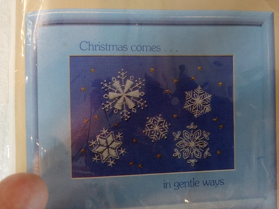 1986 The Creative Circle Christmas Snowflakes Embroidery Kit W/ Mat & Frame NOS