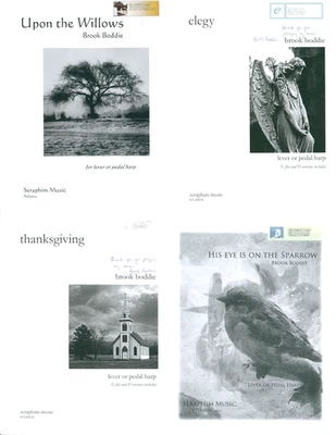 Lot of 4 Brook Boddie Harp Arrangement Sheet Music Signed Seraphim Thanksgiving - Image 1 of 4
