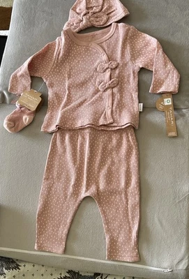 Tahari Bebé Orgánico Algodon Waffle Algodón Talla 3-6 Meses Rosa Con Puntos Blancos Foto 1 de 4