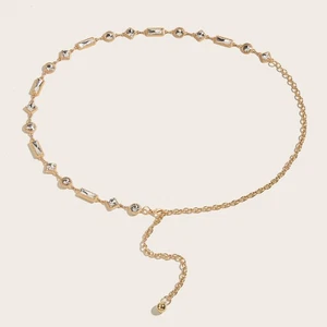 Ladies Fashion Rhinestone Waist Chain Belt Dress Cinching Decoration Adjustable - Picture 1 of 8