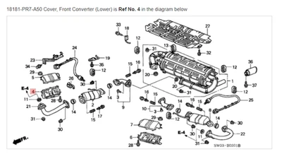 Cubierta NSX HONDA ACURA GENUINA OEM, convertidor frontal (inferior) ☆ 18181-PR7-A50 ☆ Foto 1 de 2