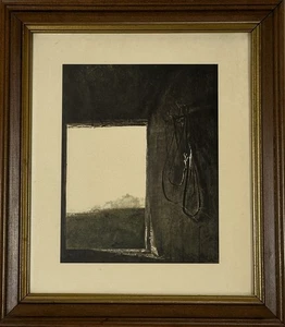 Andrew Wyeth Burning Off Print Granero Vintage Enmarcado Enmarañado Plato Firmado 20x16 - Imagen 1 de 9