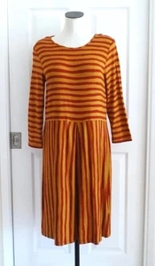 NWT Gudrun Sjoden Jersey Knit Burnt Orange & Red Artsy Stripe 1-Pleat Dress S M - Picture 1 of 9