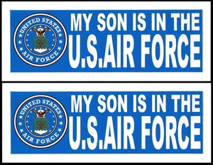 2 MY SON IS IN THE AIR FORCE BUMPER STICKER DECAL MOM DAD BOOT CAMP GRADUATION** - Picture 1 of 24