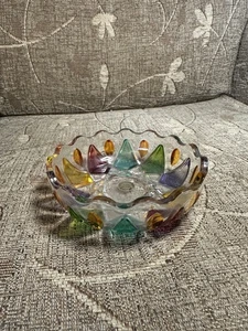 MURANO Glass Votive Candy Dish Handmade in Italy Colorful Glass Small Dish - Picture 1 of 3