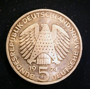 MONETA ARGENTO STRANIERA - Germania, 5 marchi, 1974-F, BELLE CONDIZIONI NON CIRCOLATE - Foto 1 di 2