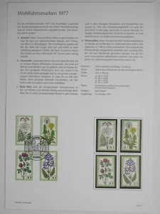 Bund Ministerkarte Typ IV 1977 Din A 5 Mi.Nr. 949-952 Wiesenblumen - Picture 1 of 1